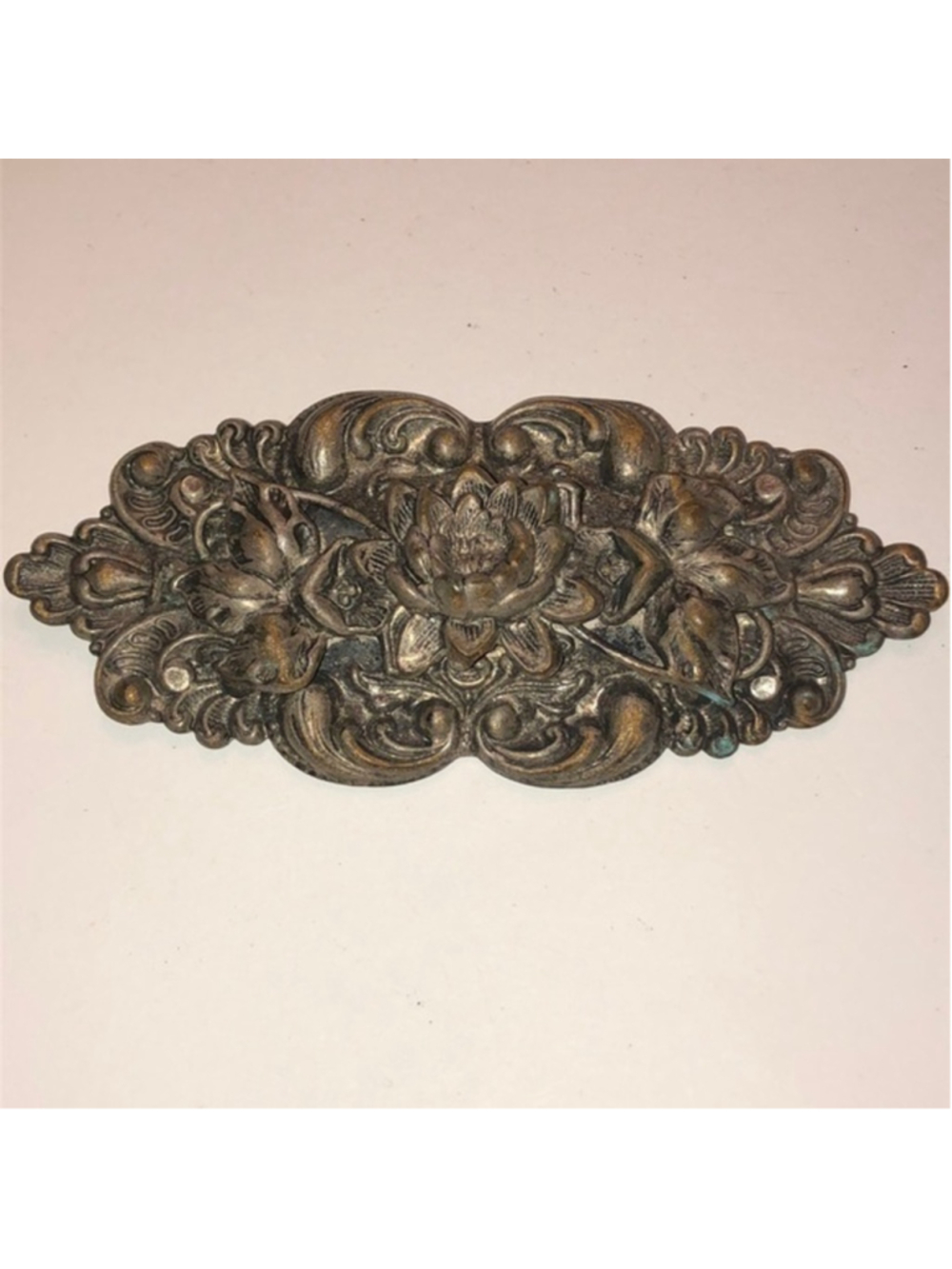 Antique Victorian Brass Floral Water Lily Vintage Brooch Shoulder Pin